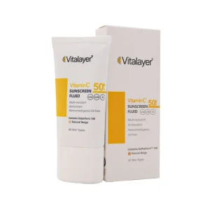 فلوئید ضد آفتاب بژ طبیعی ویتامین سی ویتالیر vitalayer؛تجربه همزمان محافظت و زیبایی