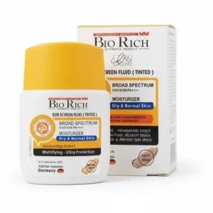 خرید ضد آفتاب بایوریچ رنگی نچرال بژ مخصوص پوست چرب SPF 50 تیوپ ۴۰ میلی‌لیتری فاقد الکل