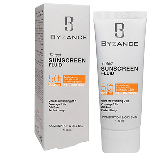 فلوئید ضدآفتاب بیزانس مخصوص پوست چرب و مختلط SPF50 حجم ۴۰ میلی‌لیتر - بافت سبک و فاقد چربی با ۳ طیف رنگی
