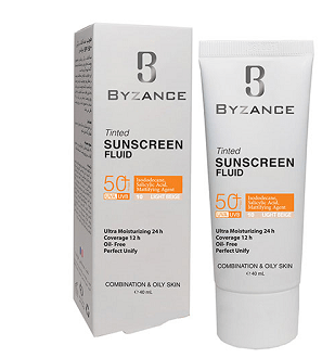 فلوئید ضدآفتاب بیزانس مخصوص پوست چرب و مختلط SPF50 حجم ۴۰ میلی‌لیتر - بافت سبک و فاقد چربی با ۳ طیف رنگی